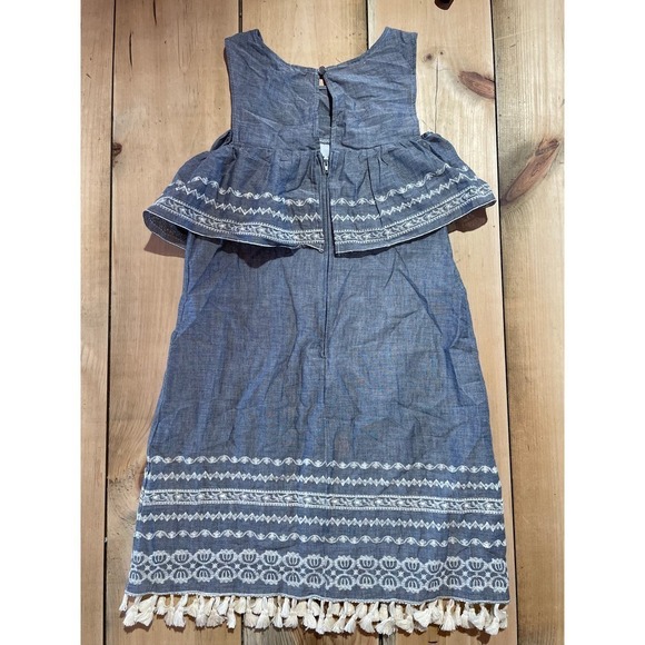 Miami Women's summer dress blue with white embroidering and tassels. XS - Picture 5 of 5